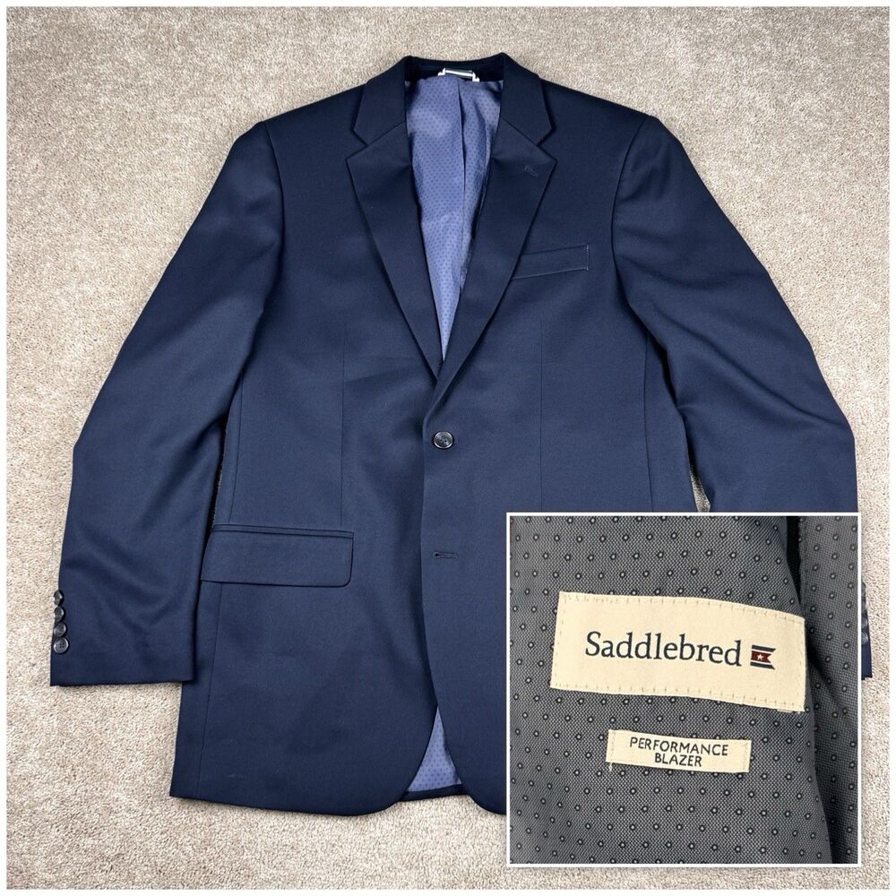 Saddlebred Performance Blazer Traveler Navy Blue Sport Travel Casual Mens 40L